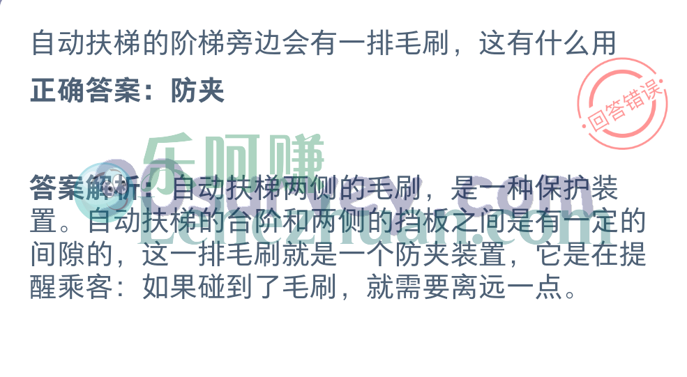 自动扶梯阶梯旁边的一排毛刷有什么用?正确答案:防夹 自动扶梯阶梯旁边的一排毛刷有什么用?正确答案:防夹