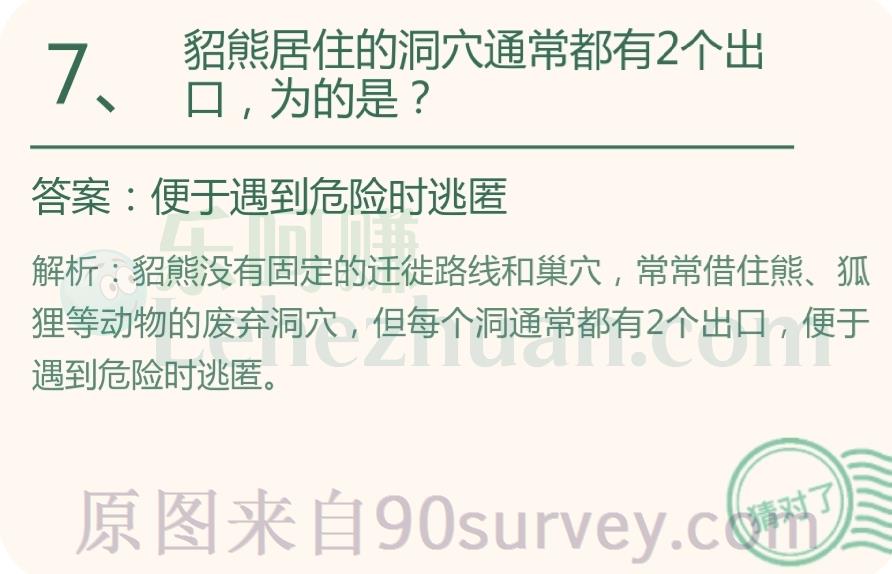 貂熊居住的洞穴通常都有2个出口,为的是?