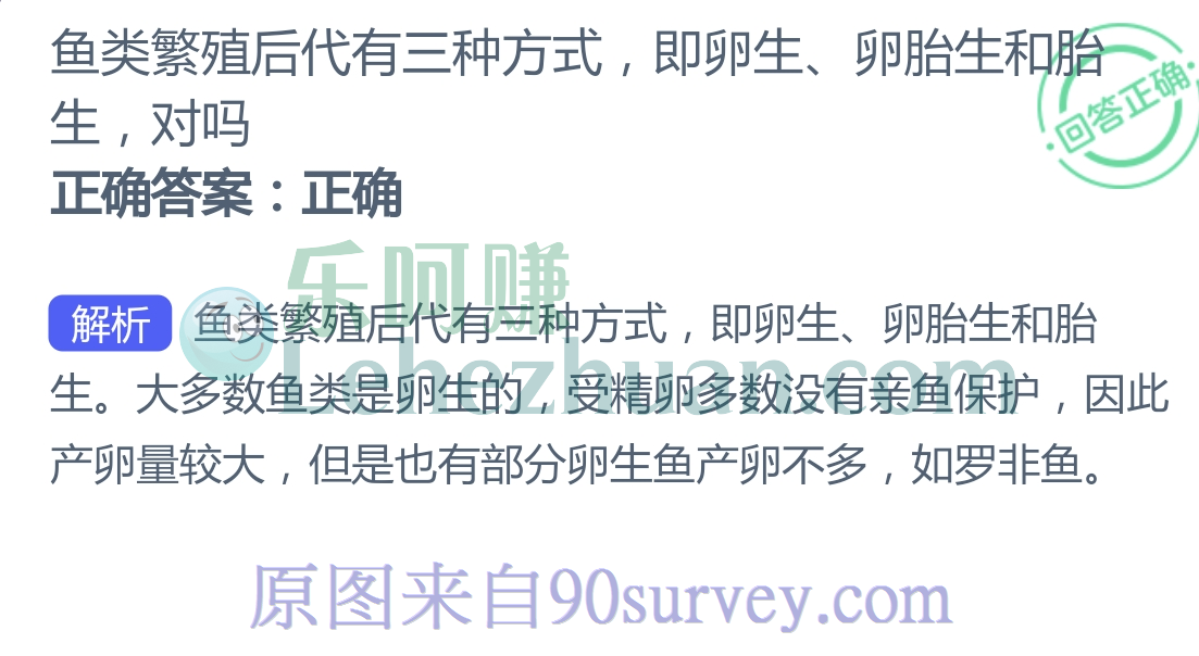 鱼类繁殖后代有三种方式,即卵生、卵胎生和胎生,对吗?