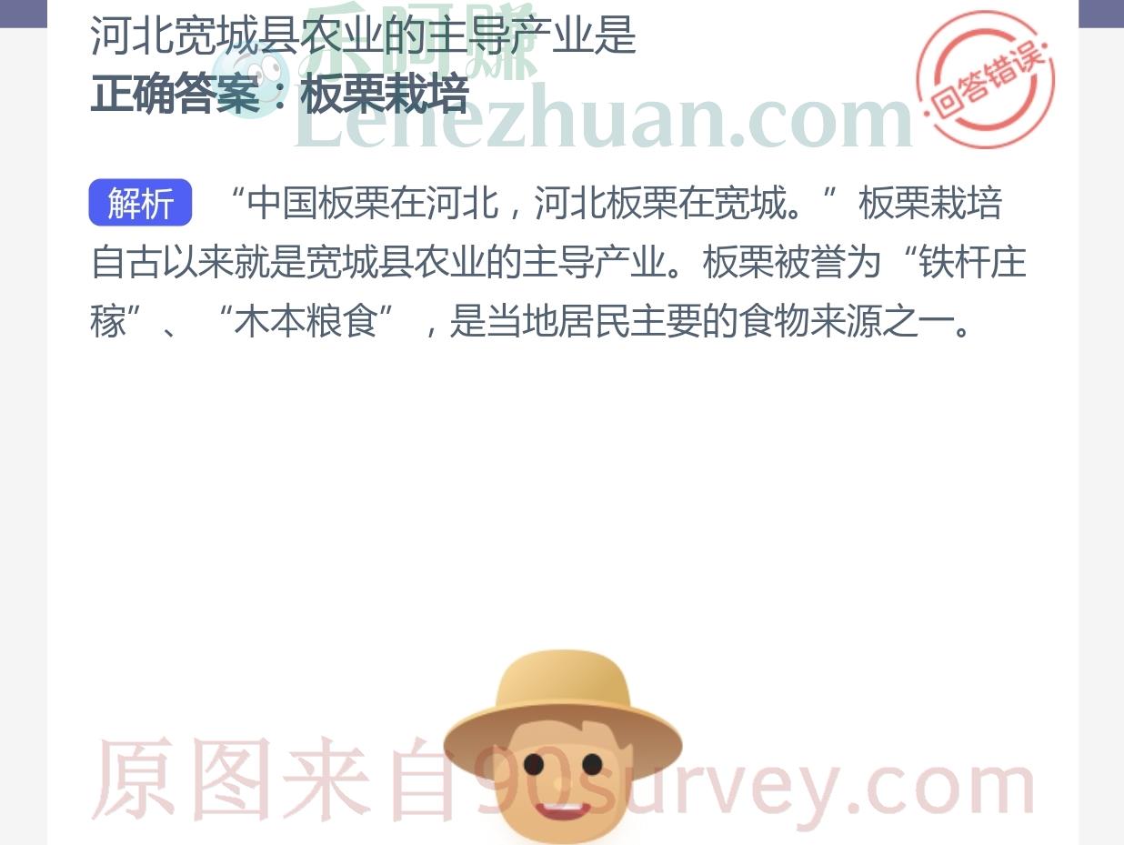 河北宽城县农业的主导产业是?正确答案:板栗栽培 河北宽城县农业的主导产业是?正确答案:板栗栽培