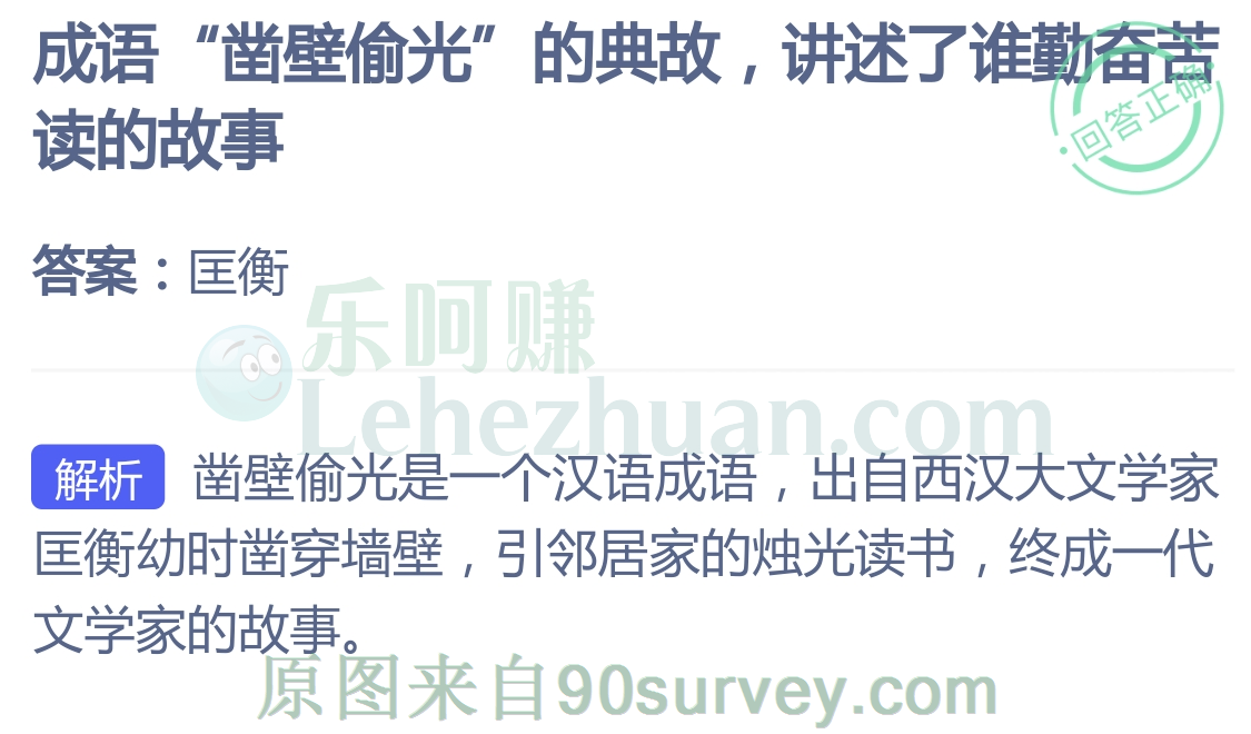 成语“凿壁偷光”的典故，讲述了谁勤奋苦读的故事？