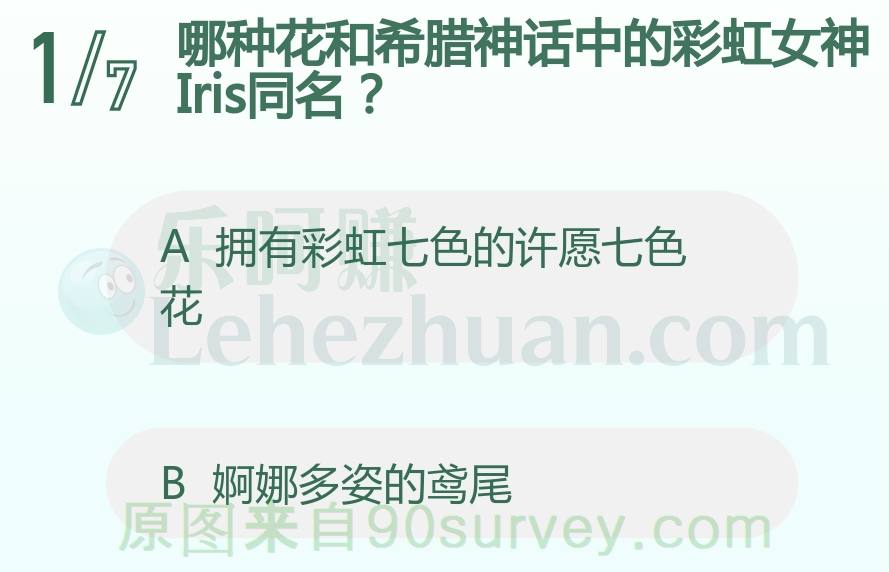 哪种花和希腊神话中的彩虹女神Iris同名？