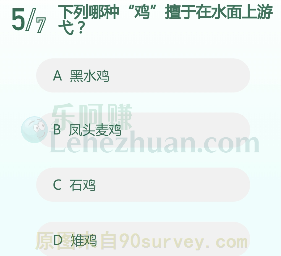下列哪种“鸡”擅于在水面上游弋?