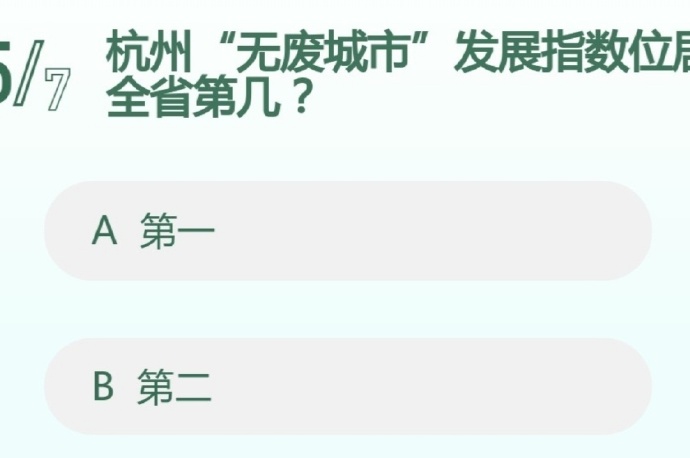 杭州“无废城市”发展指数位居全省第几?