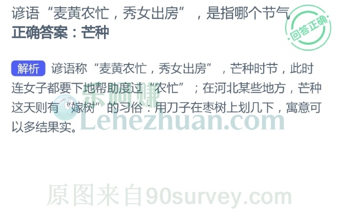 谚语“麦黄农忙,秀女出房”,是指哪个节气?