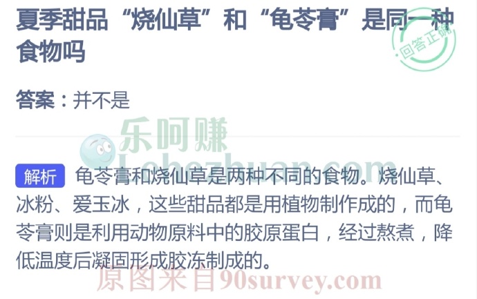 夏季甜品“烧仙草”和“龟苓膏”是同一种食物吗?