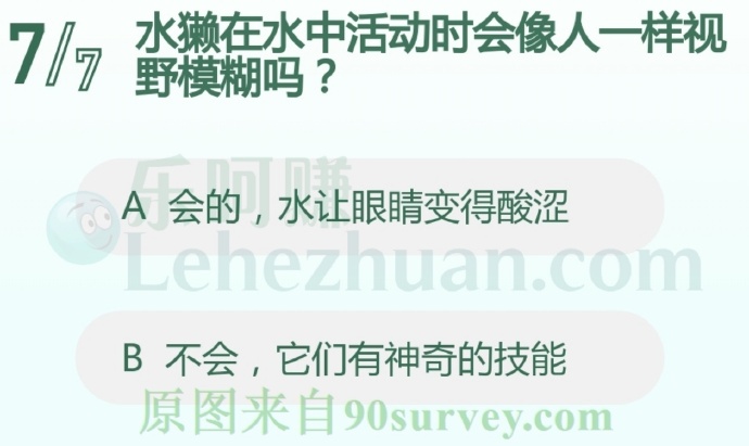 水獭在水中活动时会像人一样视野模糊吗?