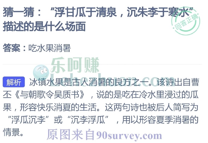 猜一猜:“浮甘瓜于清泉,沉朱李于寒水"描述的是什么场面?
