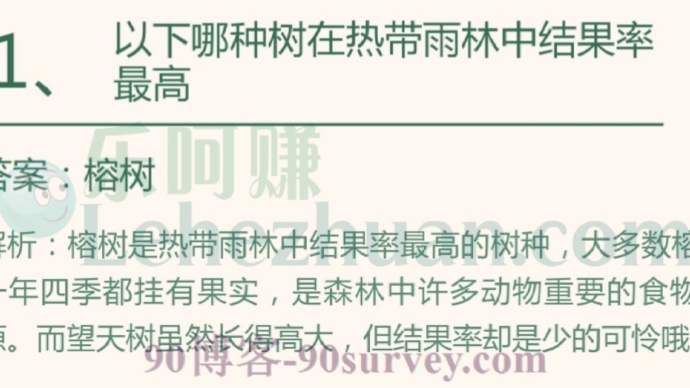 以下哪种树在热带雨林中结果率最高?