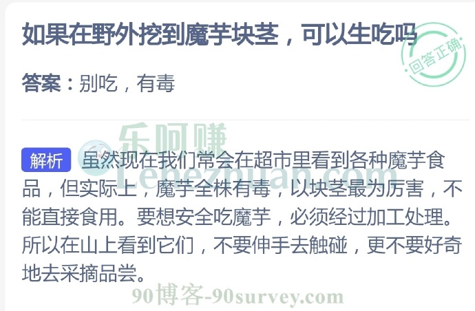 如果在野外挖魔芋块茎,可以生吃吗?