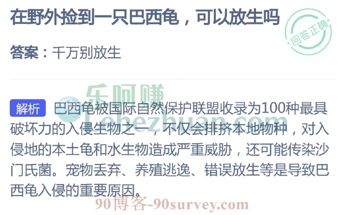 在野外捡到一只巴西龟,可以放生吗?
