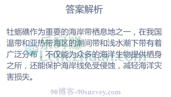 以下哪个是牡蛎礁主要的生态服务功能?
