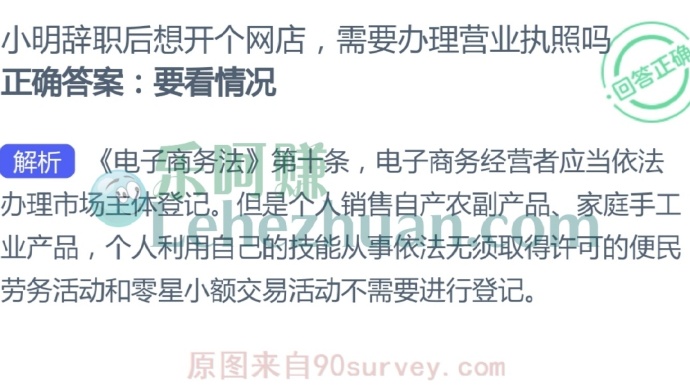 小明辞职后想开个网店,需要办理营业执照吗?