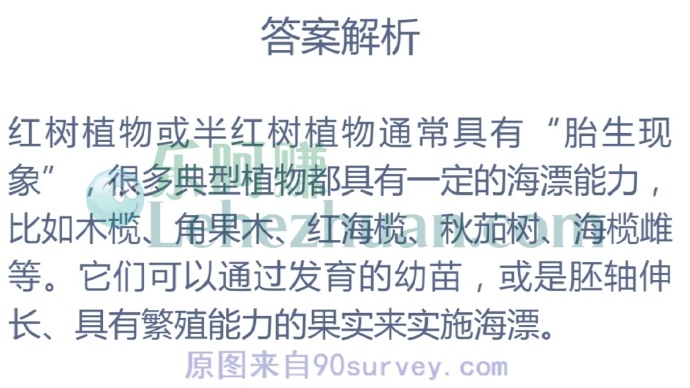 红树林为了适应潮间带生活,演化出哪种方式传播果实?