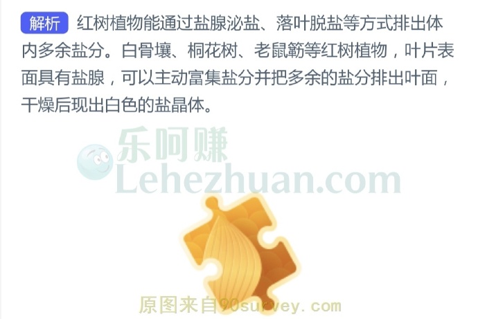 有些红树植物的叶子能分泌出白色结晶是什么?