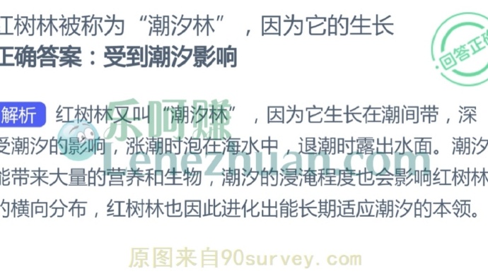 红树林被称为“潮汐林”,因为它的生长?