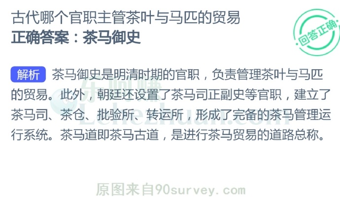 古代哪个官职主管茶叶与马匹的贸易?