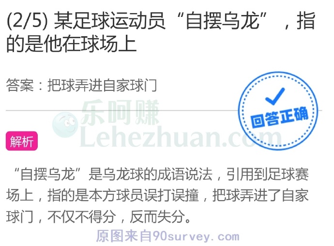 某足球运动员“自摆乌龙”,指的是他在球场上?