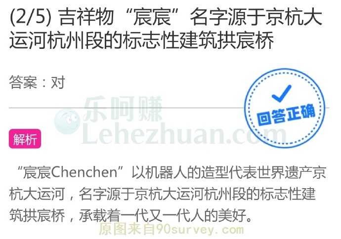 吉祥物“宸宸”名字源于京杭大运河杭州段的标志性建筑拱宸桥?