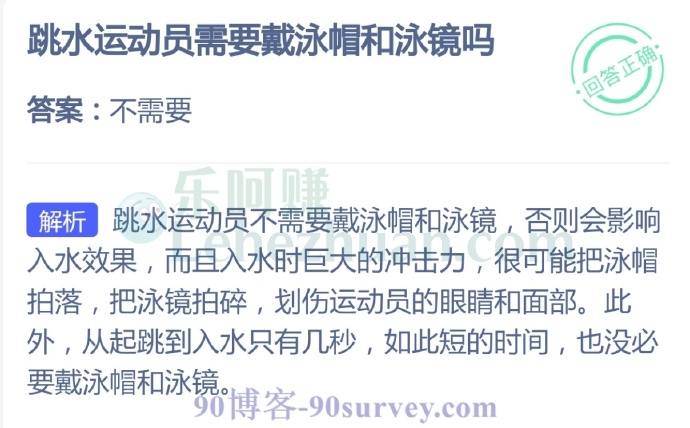 跳水运动员需要戴泳帽和泳镜吗?