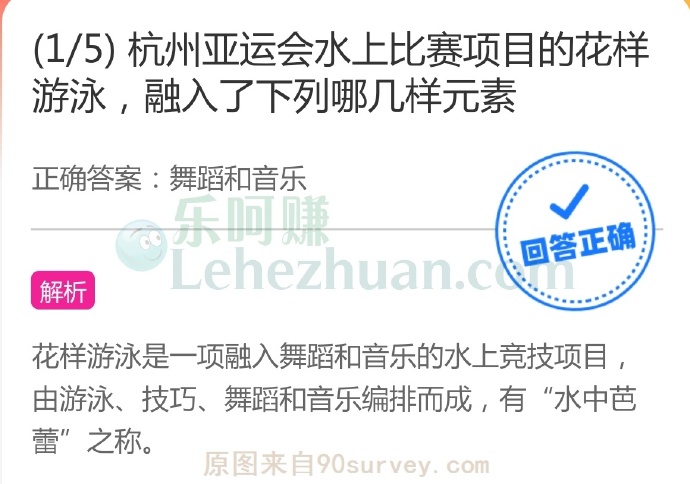 杭州亚运会水上比赛项目的花样游泳,融入了下列哪几样元素?