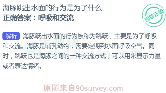 海豚跳出水面的行为是为了什么?