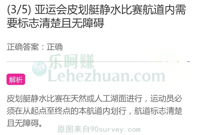 亚运会皮划艇静水比赛航道内需要标志清楚且无障碍?