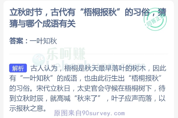 立秋时节,古代有“梧桐报秋”的习俗,猜猜与哪个成语有关?