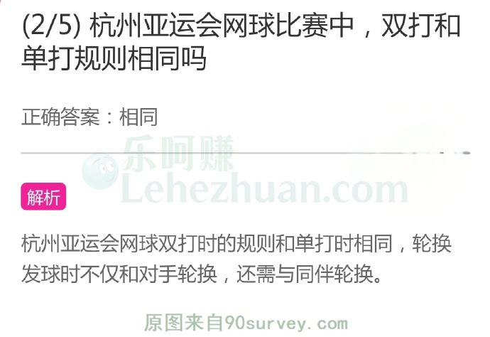 杭州亚运会网球比赛中,双打和单打规则相同吗?