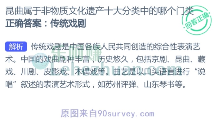 昆曲属于非物质文化遗产十大分类中的哪个门类?