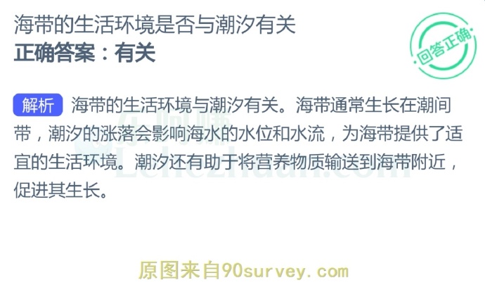 海带的生活环境是否与潮汐有关?