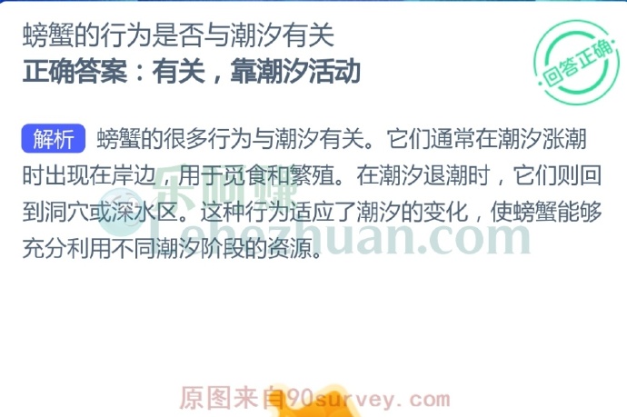 螃蟹的行为是否与潮汐有关?