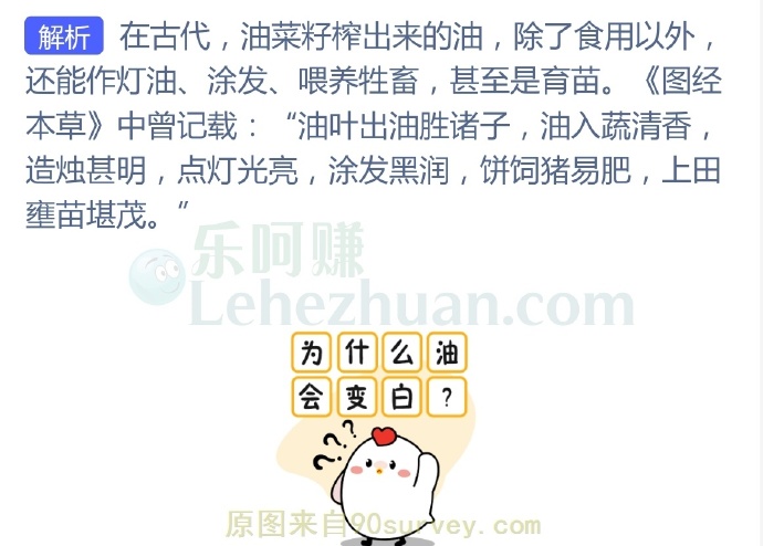 在古代,油菜籽榨出来的油除了食用,还能用来?