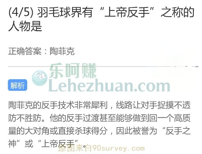 羽毛球界有“上帝反手”之称的人物是?