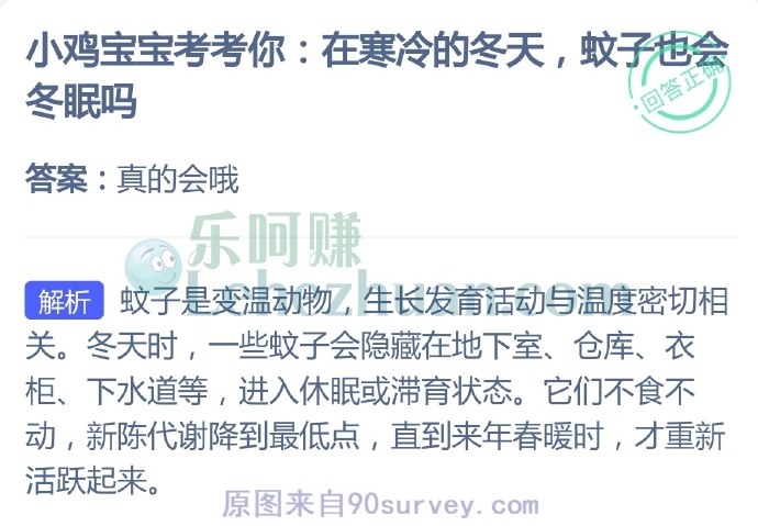 在寒冷的冬天,蚊子也会冬眠吗?