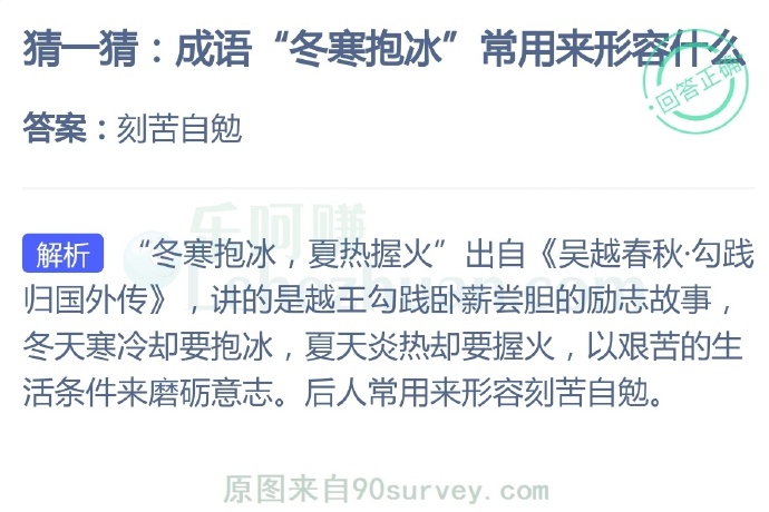 成语“冬寒抱冰”常用来形容什么?