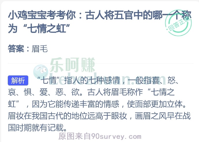 古人将五官中的哪一个称为“七情之虹”?