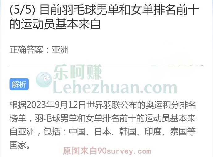 目前羽毛球男单和女单排名前十的运动员基本来自?