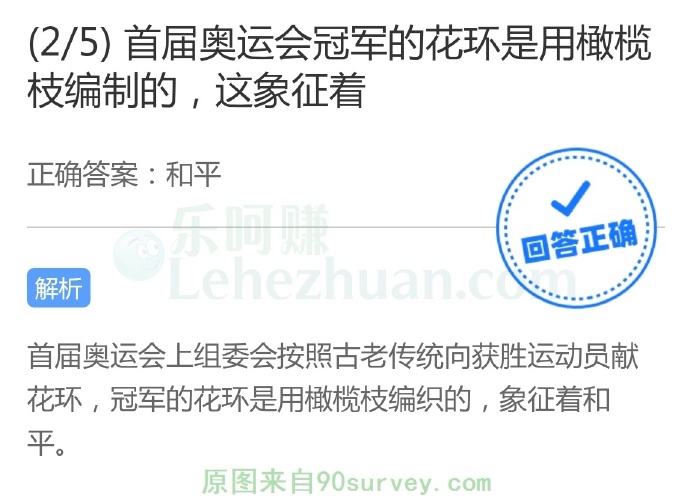 首届奥运会冠军的花环是用橄榄枝编制的,这象征着?