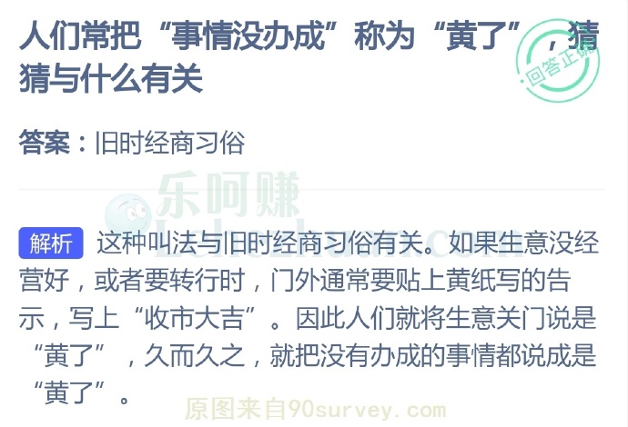 人们常把“事情没办成”称为“黄了”猜与什么有关?
