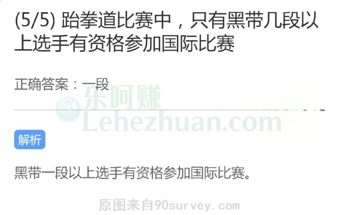 跆拳道比赛中,只有黑带几段以上选手有资格参加国际比赛?