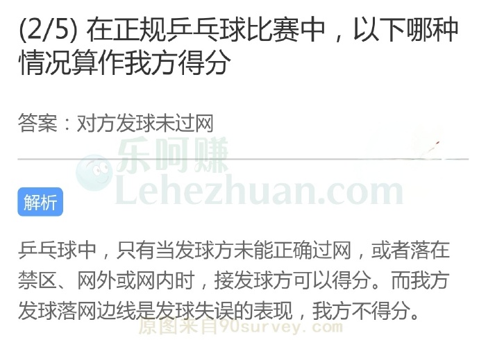 在正规乒乓球比赛中,以下哪种情况算作我方得分?