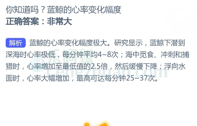 蓝鲸的心率变化幅度?