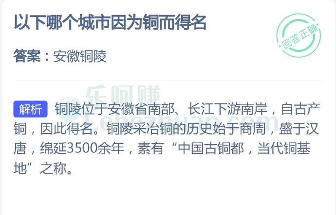 以下哪个城市因为铜而得名?