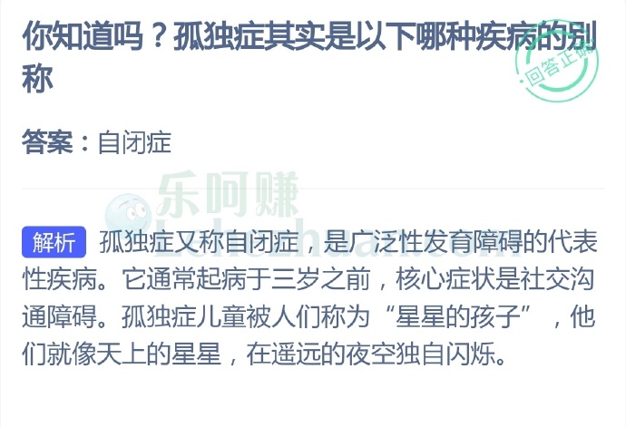 孤独症其实是以下哪种疾病的别称?