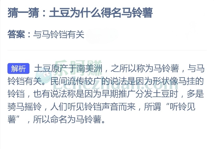 土豆为什么得名马铃薯?