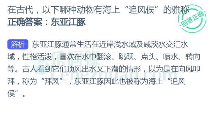 在古代,以下哪种动物有海上“追风侯”的雅称?