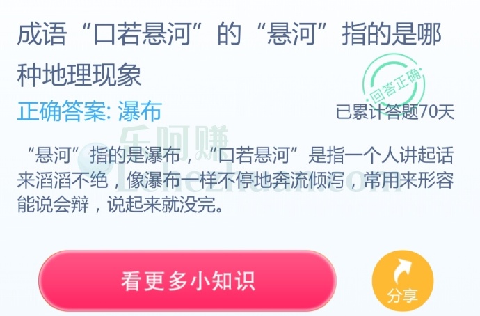 成语“口若悬河”的“悬河”指的是哪种地理现象?