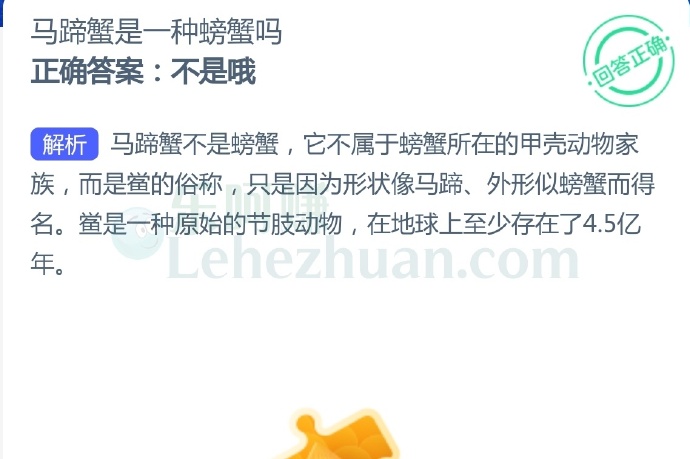 马蹄蟹是一种螃蟹吗?