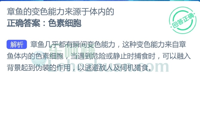 章鱼的变色能力来源于体内的?